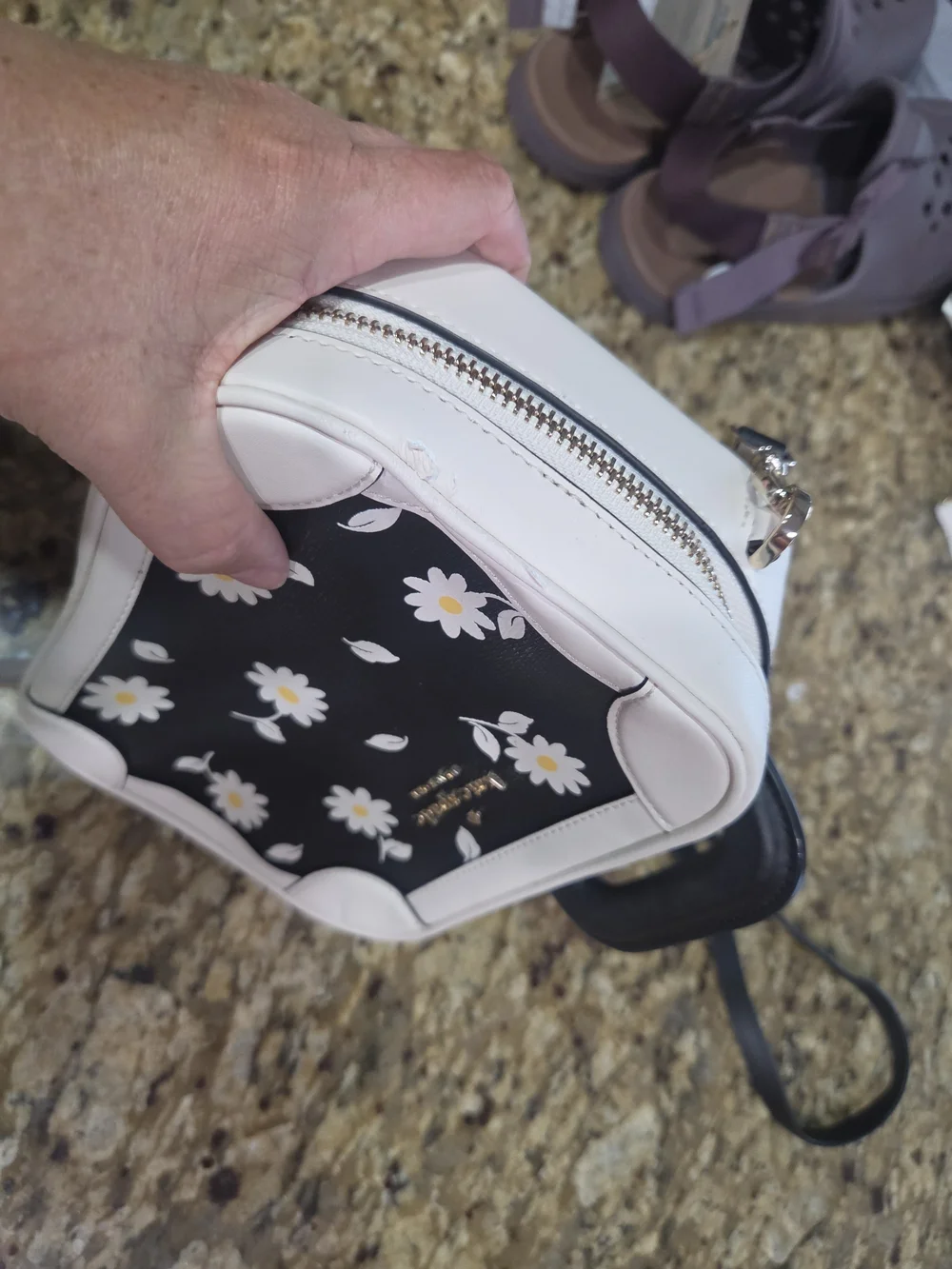 kate spade Black & White Daisy Print Crossbody Bag